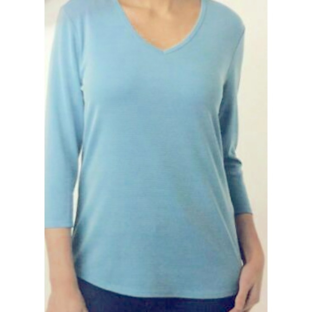Segments Tencell V Neck Delphinium Blue Top Casual Comfort